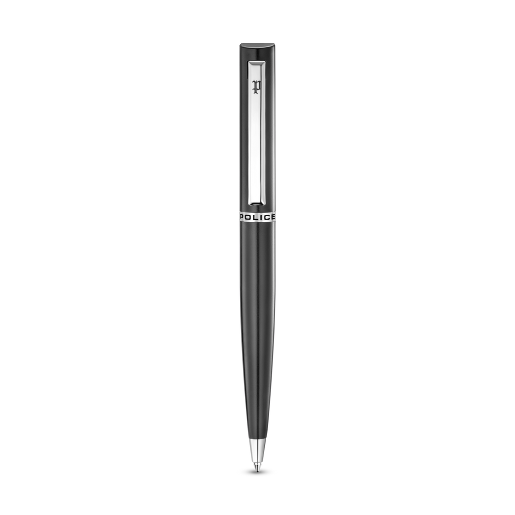 Police Sagona black matte ballpoint pen with stainless steel trim luxury writing instrument Paris Gallery Qatar Available for Online Purchase