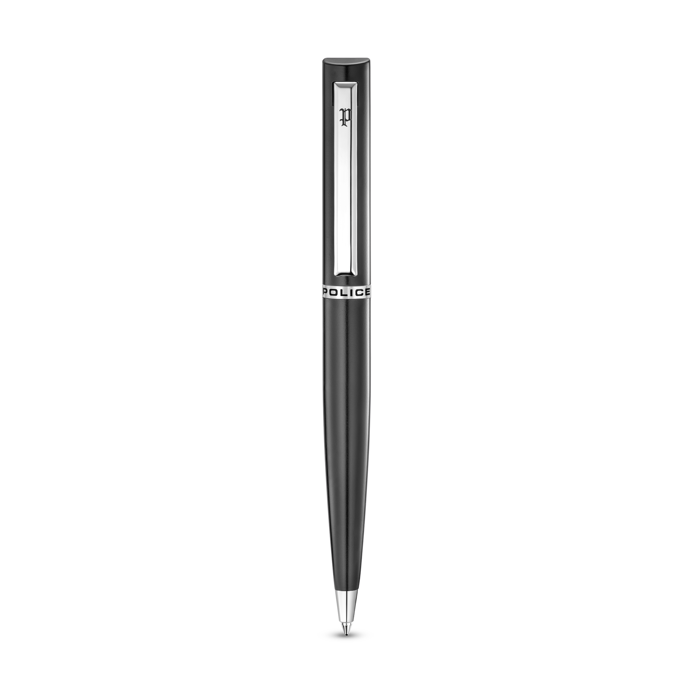 Police Sagona black matte ballpoint pen with stainless steel trim luxury writing instrument Paris Gallery Qatar Available for Online Purchase