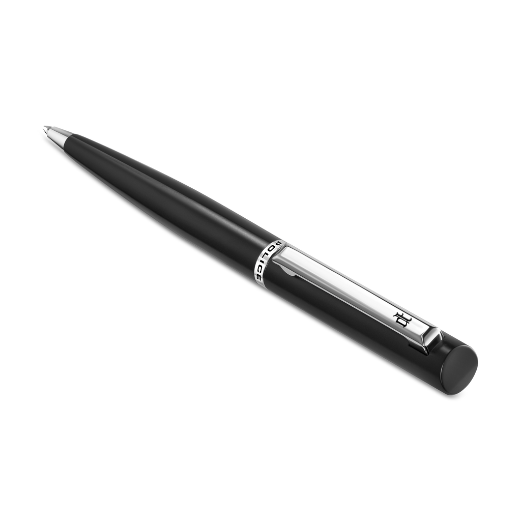 Police Sagona black matte ballpoint pen with stainless steel trim luxury writing instrument Paris Gallery Qatar Available for Online Purchase