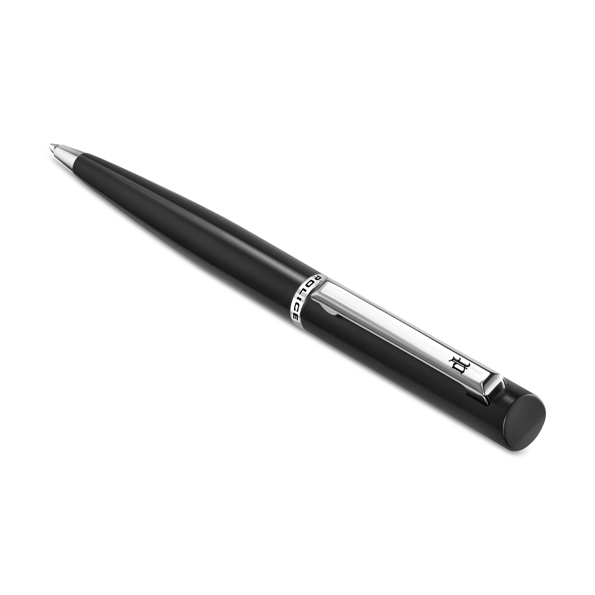 Police Sagona black matte ballpoint pen with stainless steel trim luxury writing instrument Paris Gallery Qatar Available for Online Purchase