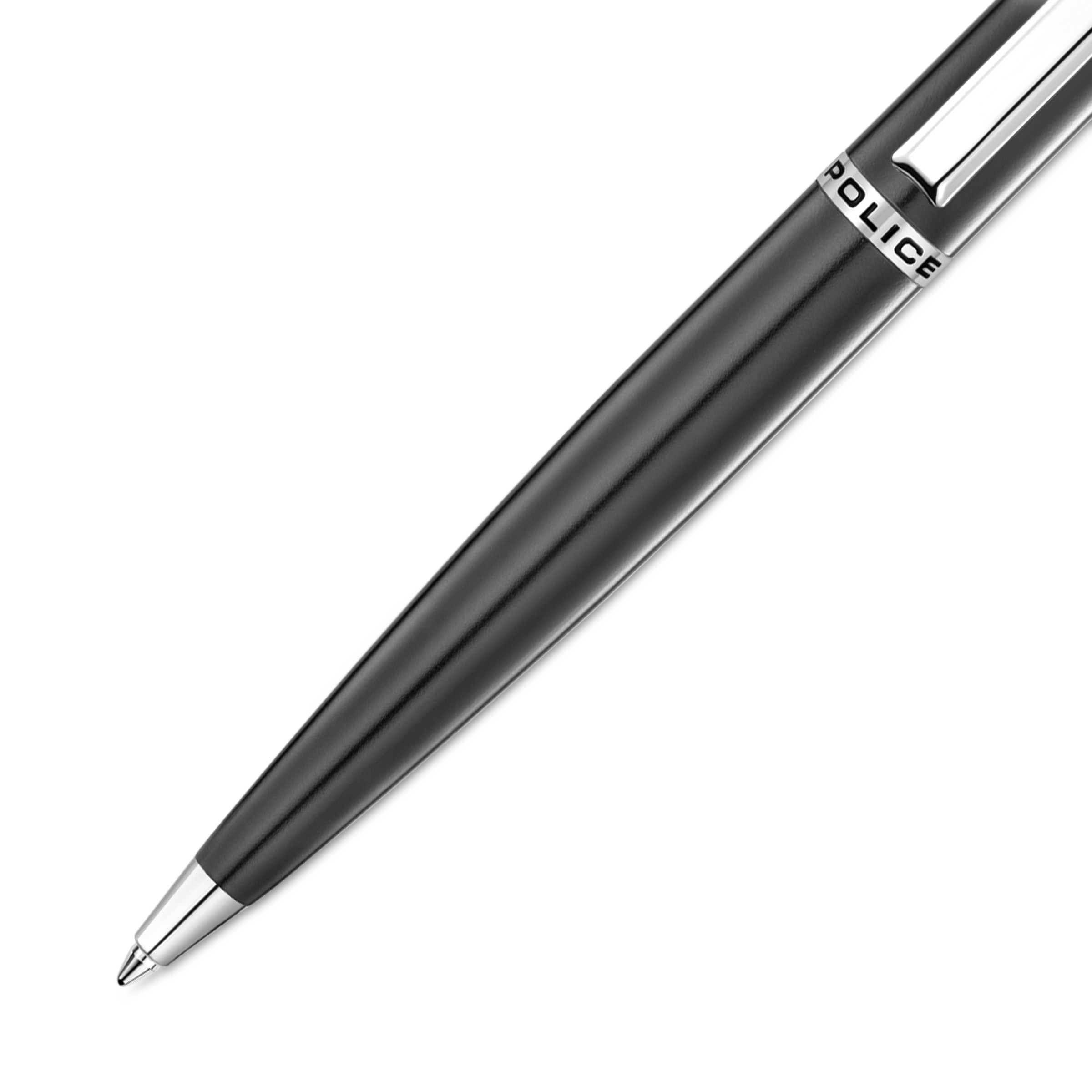 Police Sagona black matte ballpoint pen with stainless steel trim luxury writing instrument Paris Gallery Qatar Available for Online Purchase