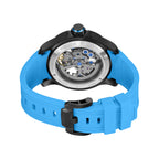 Police automatic skeleton watch IP gun case black dial light blue silicone strap men Paris Gallery Qatar