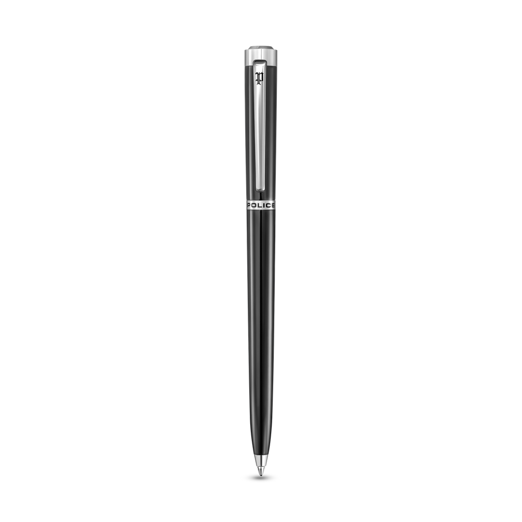 Police Tisa polished black enamel ballpoint pen with stainless steel trim luxury writing pen Paris Gallery Qatar Shop Now Online