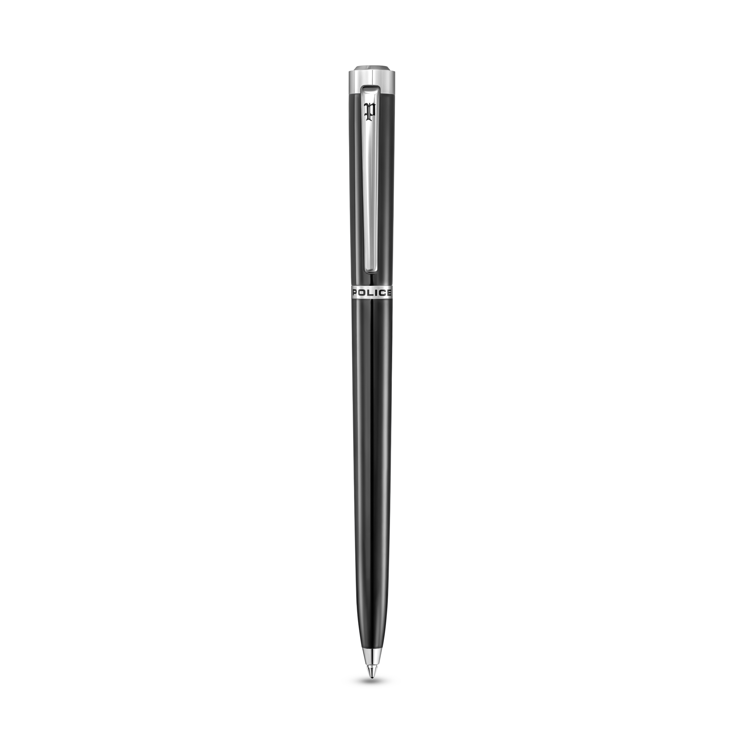 Police Tisa polished black enamel ballpoint pen with stainless steel trim luxury writing pen Paris Gallery Qatar Shop Now Online