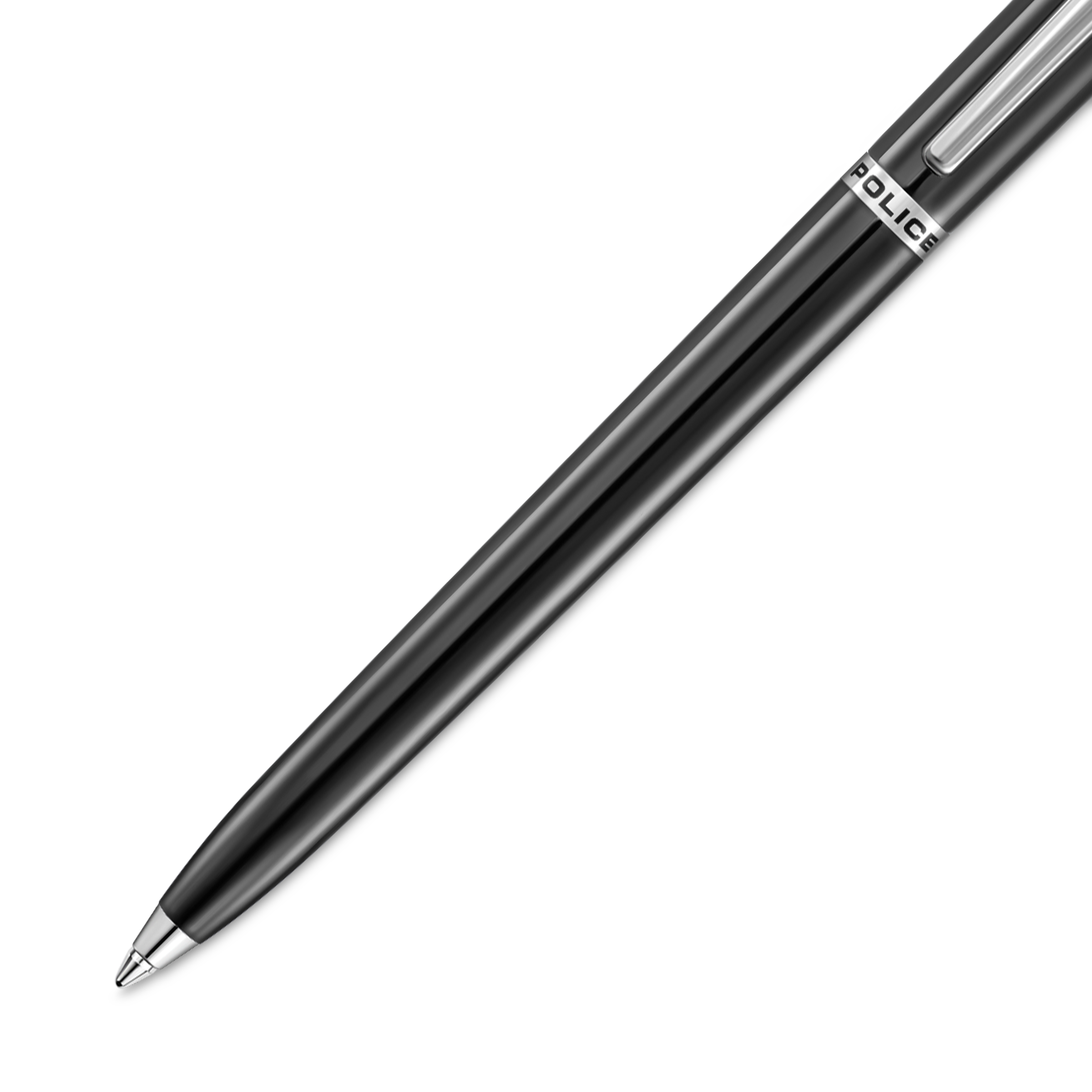 Police Tisa polished black enamel ballpoint pen with stainless steel trim luxury writing pen Paris Gallery Qatar Shop Now Online