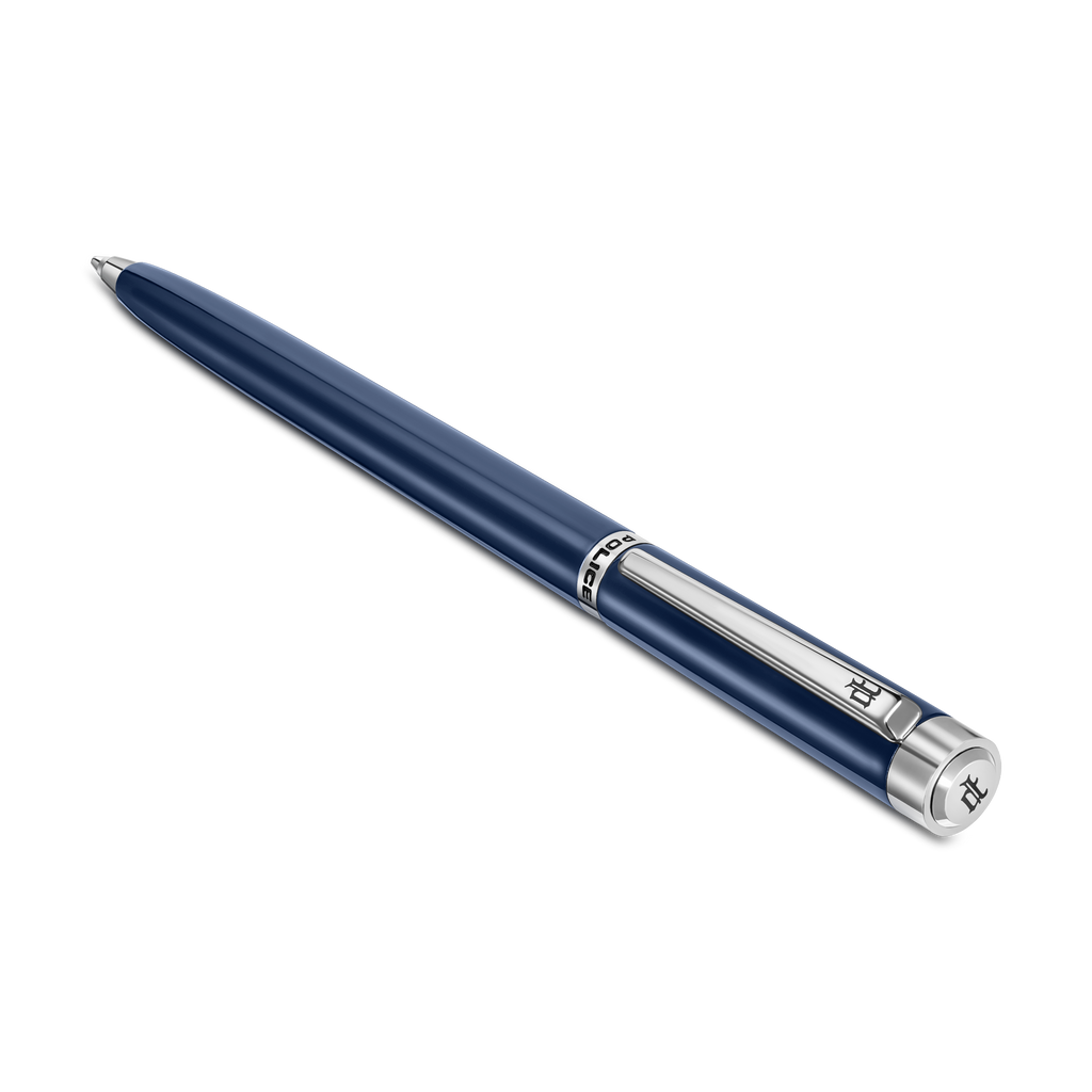Police Tisa polished navy blue enamel ballpoint pen with stainless steel trim luxury pen Paris Gallery Qatar Available for Online Purchase