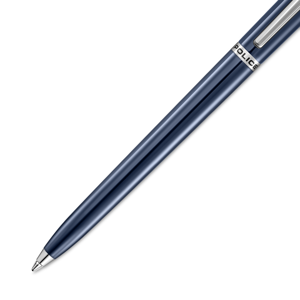 Police Tisa polished navy blue enamel ballpoint pen with stainless steel trim luxury pen Paris Gallery Qatar Available for Online Purchase