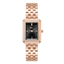 Police women's rose gold-tone watch with black dial, crystal-set rectangular bezel and matching stainless steel bracelet