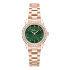 Police women's rose gold-tone watch with textured green dial, crystal bezel and stainless steel bracelet