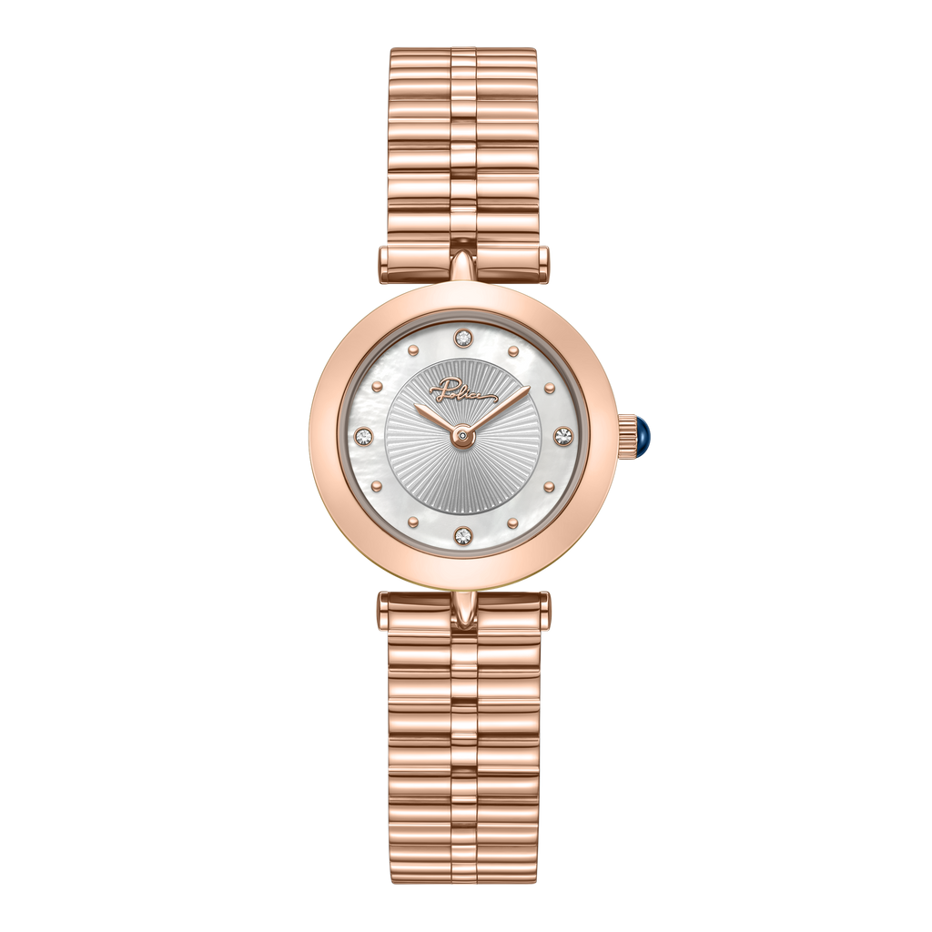 Police women's rose gold-tone watch with white dial, crystal accents and matching stainless steel bracelet