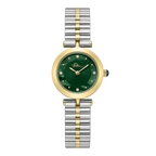 Police women's green dial watch with gold-tone case and silver and gold-tone stainless steel bracelet