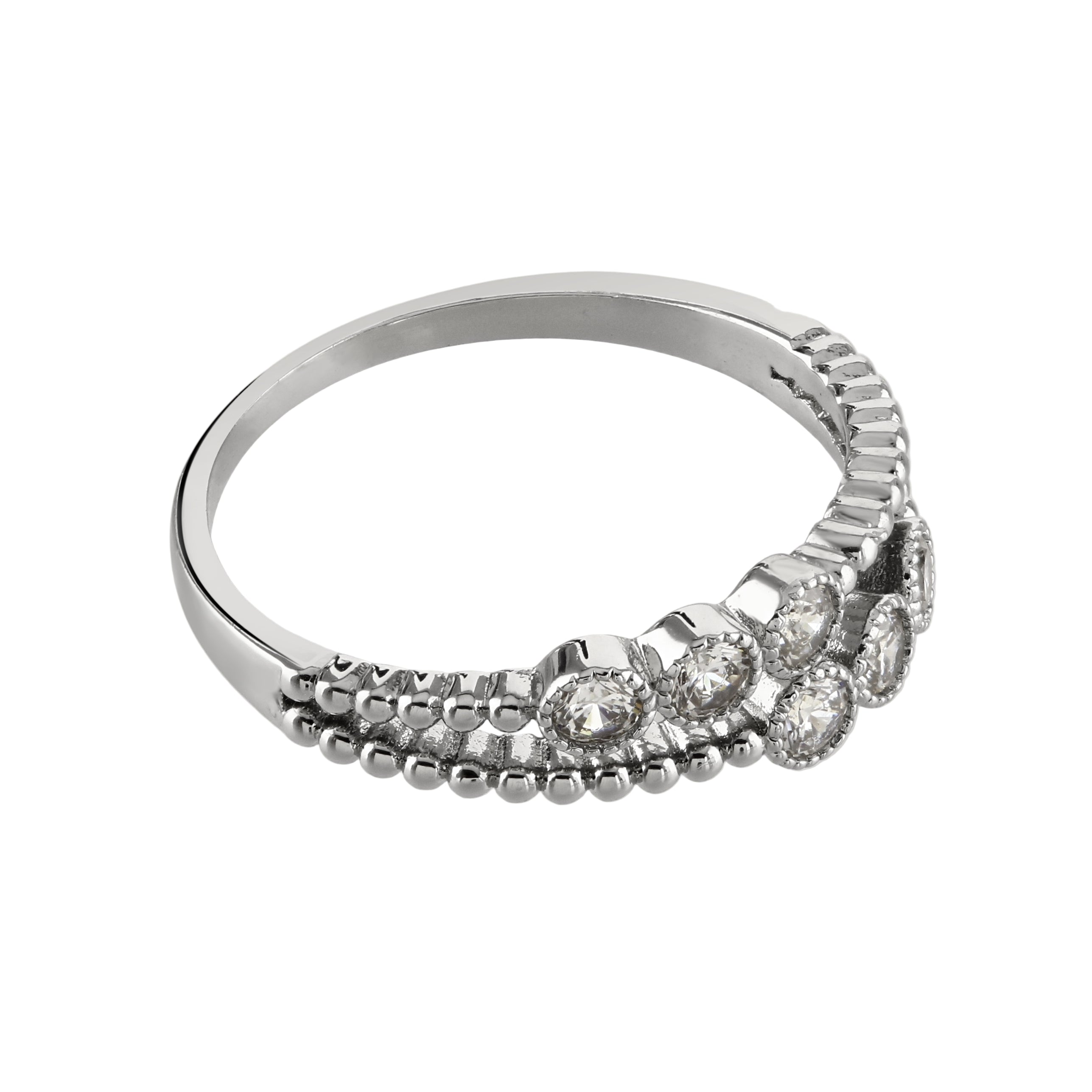 Buckley London Crystal Double Layred Ring Imitation Rhodium Plate Medium Size
