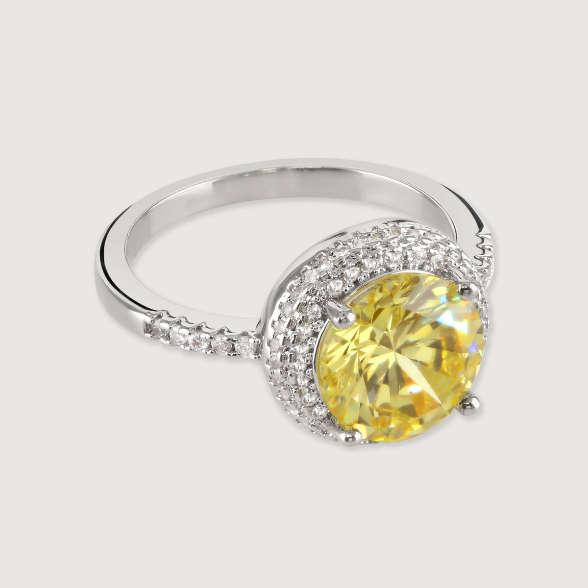 Buckley London CANARY SPARKLE SOLITAIRE RING RHODIUM