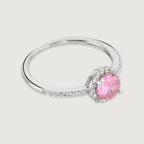 Buckley London Pink Halo Ring Rhodium