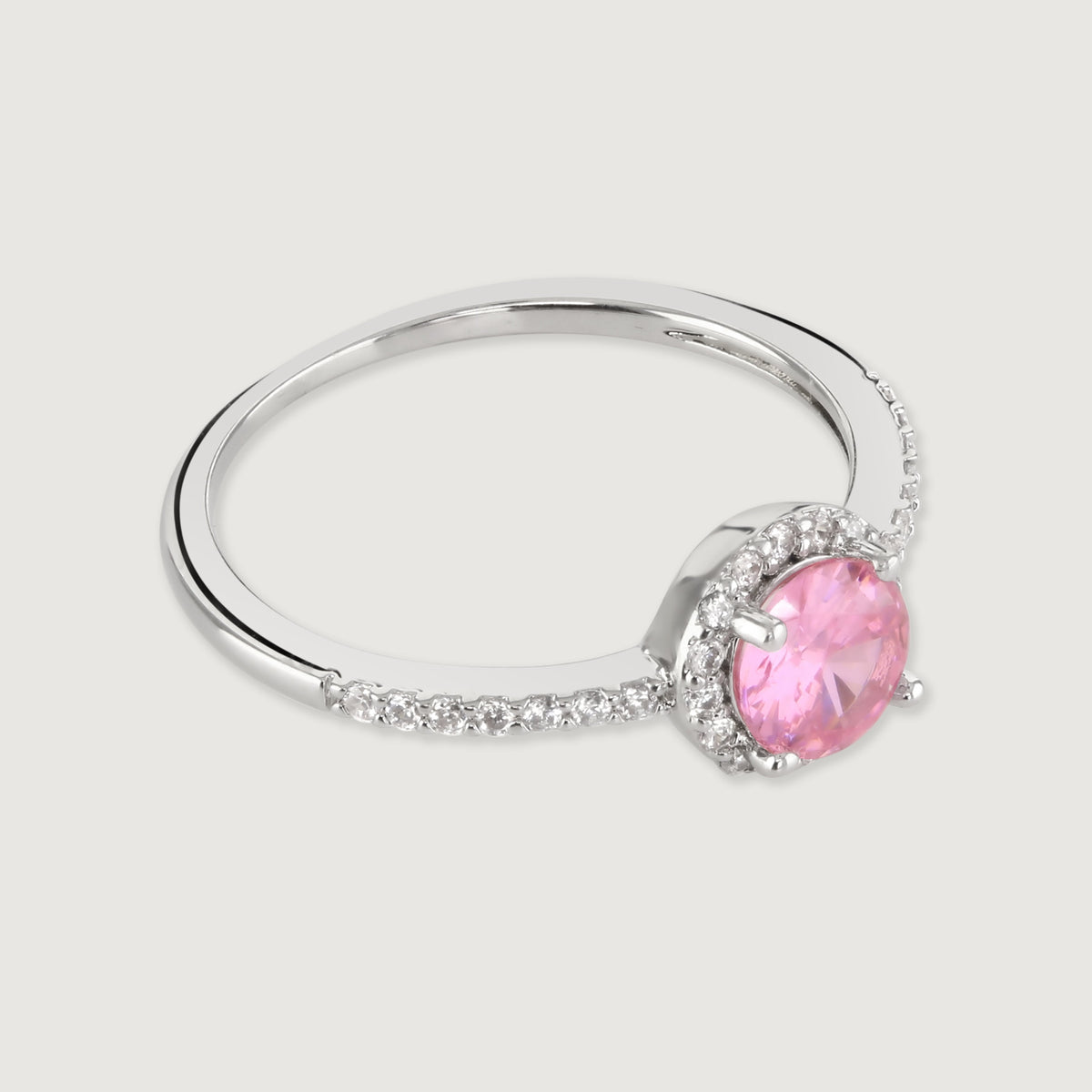 Buckley London Pink Halo Ring Rhodium