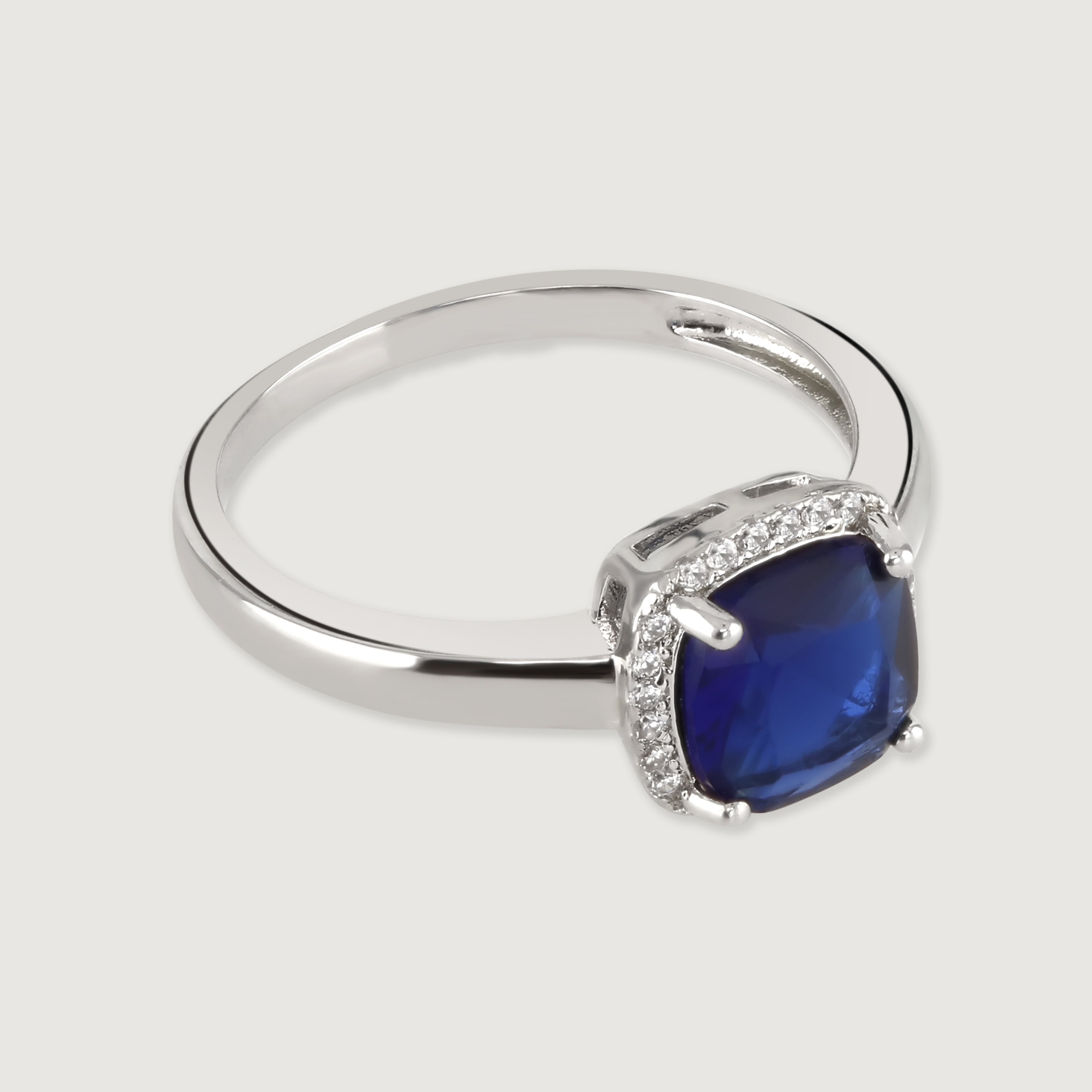 Buckley London The Carat Collection Sapphire Cushion Sparkle Ring Silver & Sapphire