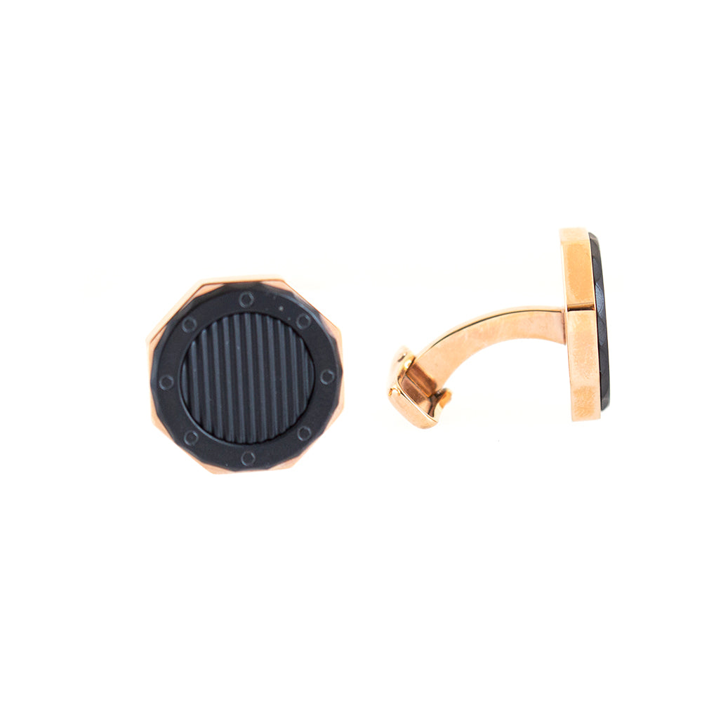 Ferre Milano Cufflinks Two Tone Ip Rose Gold With Black Face Ferre Milano Cufflinks Two Tone Ip Rose Gold With Black Face