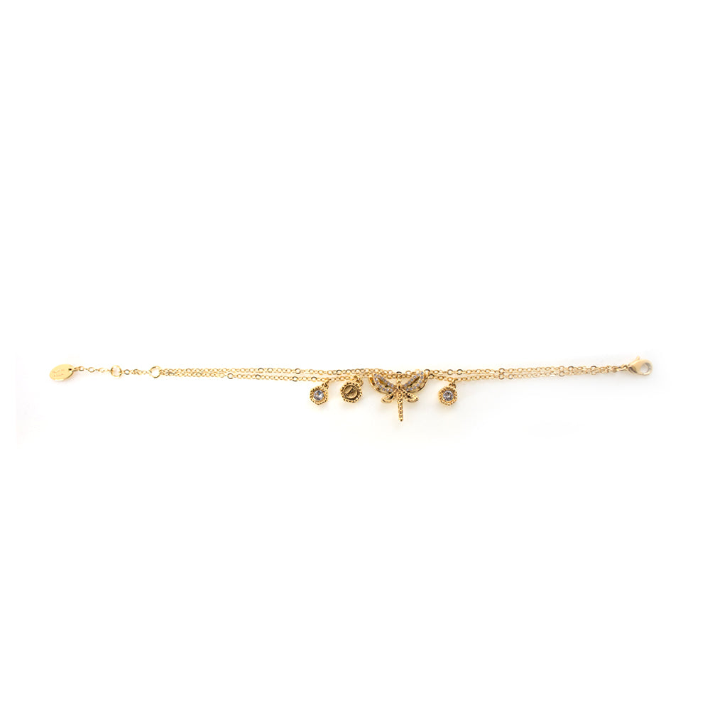 Ferre Milano Earrings Ip Gold With Stone Butterfly Design