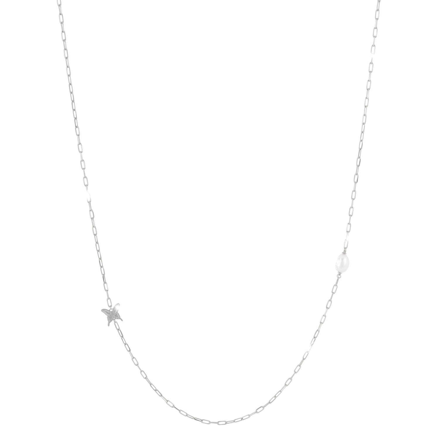 Rebecca Butterfly 925 Silver Necklace With Pearl Rebecca Butterfly 925 Silver Necklace With Pearl
