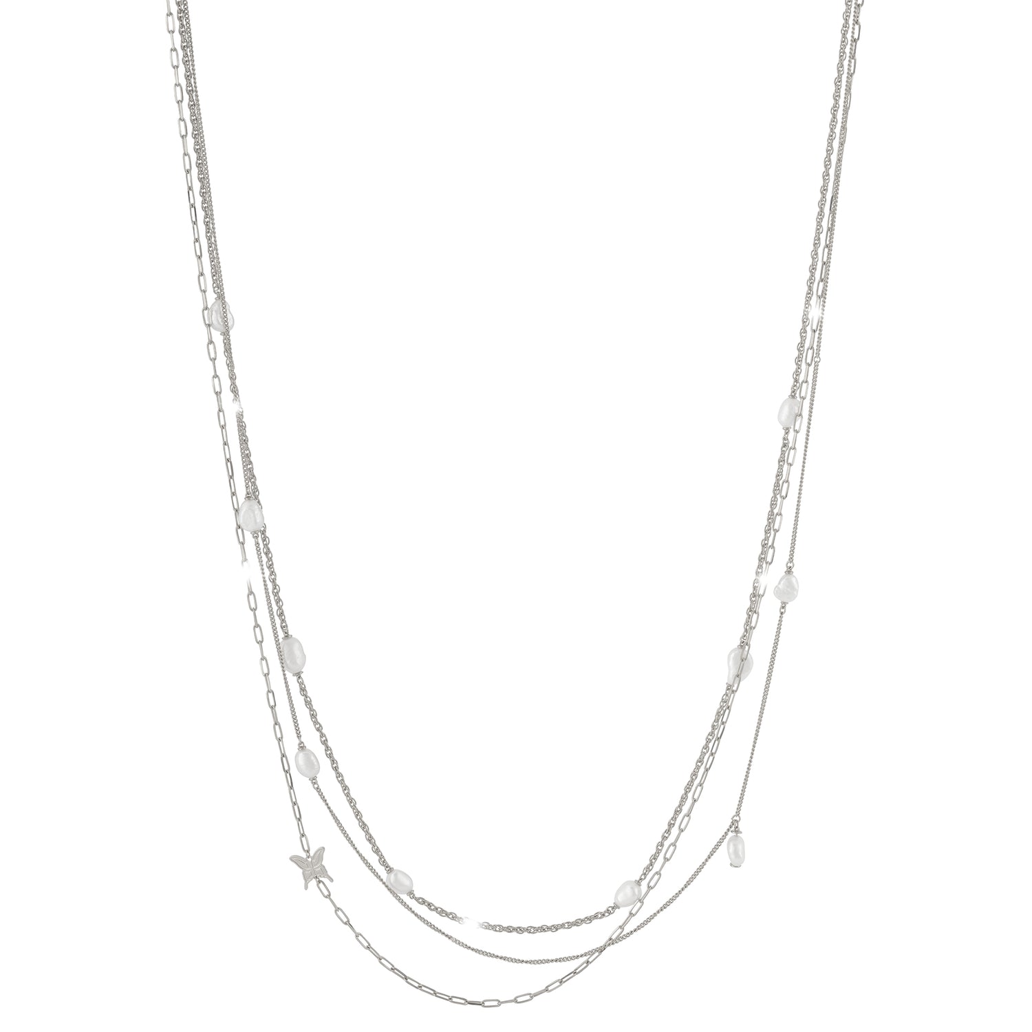 Rebecca Butterfly 925 Silver Necklace With Pearls – Find Online Today