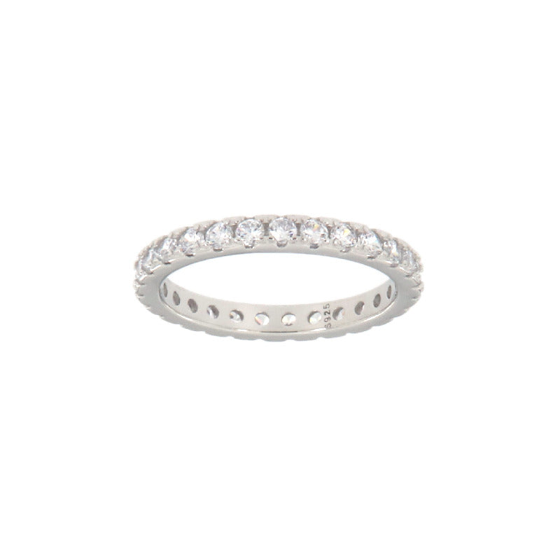 Riviera women's sterling silver eternity ring with round zircon stones