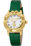 Roberto Cavalli by Franck Muller ladies watch with white dial, gold snake case and green leather strap – Available for Online Purchase
