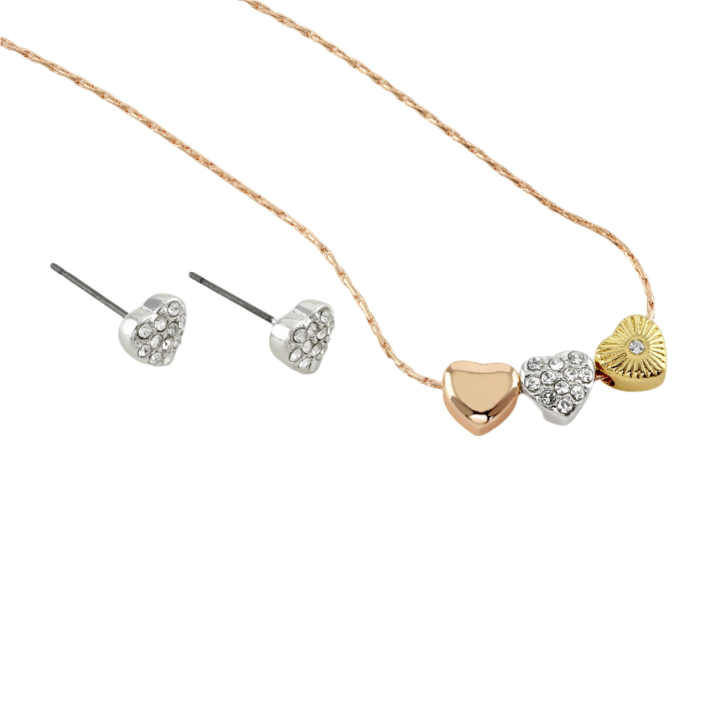 Buckley London Heart Trio Earring And Pendant Set Gifting Imitation Mixed