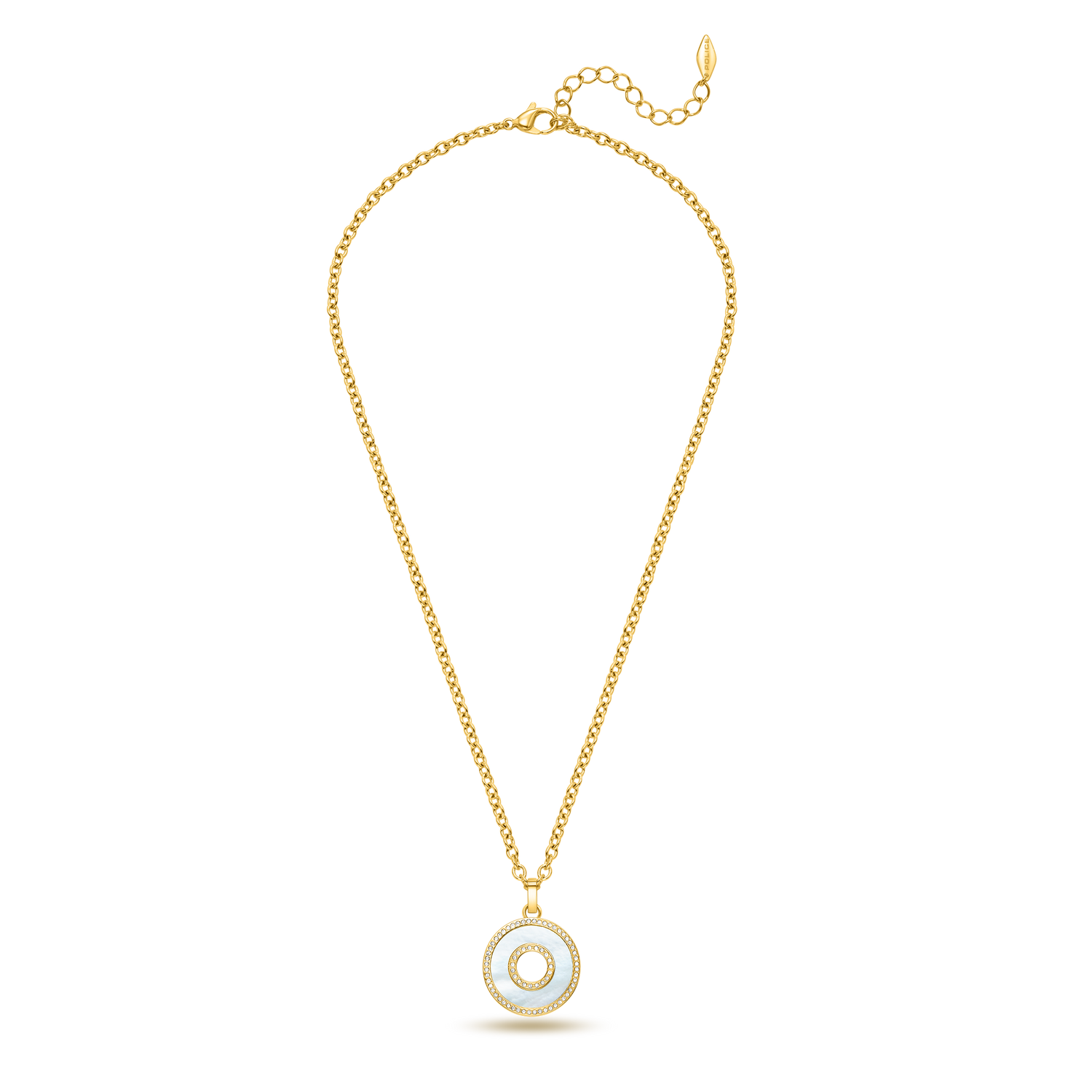 Police Saturn Mop Crystals Inlay Necklace