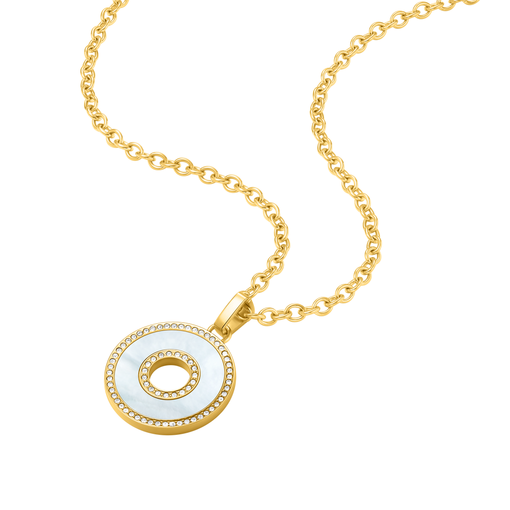 Police Saturn Mop Crystals Inlay Necklace