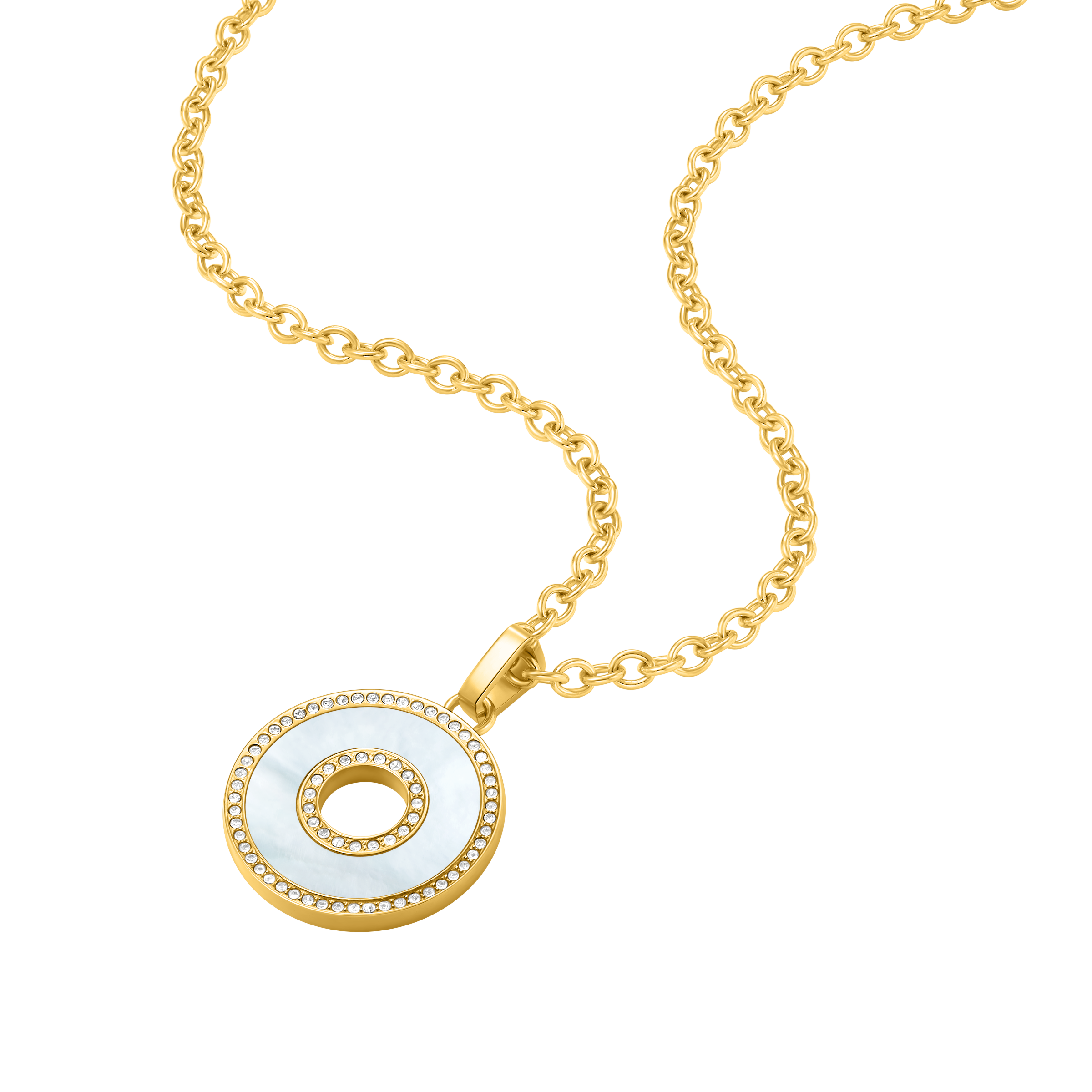 Police Saturn Mop Crystals Inlay Necklace