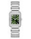 Santa Barbara Polo & Racquet Club women's watch with a silver-toned rectangular case, green dial, and silver-toned link brace
