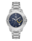 Santa Barbara Polo & Racquet Club men's watch with a silver-toned metal bracelet, silver-toned case, and a dark blue dial wit