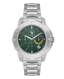 Santa Barbara Polo & Racquet Club men's watch with a silver-toned metal bracelet and case, featuring a dark green dial with t