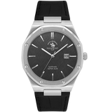 Santa Barbara Polo & Racquet Club Noble Men's Black Dial Silver Case Black Leather Starp Watch