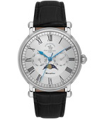 Santa Barbara Polo & Racquet Club Legend Men's Silver Dial Black Leather Strap Watch