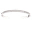 Silver-toned open-cuff bangle adorned with two rows of clear, rectangular-cut simulated stones.