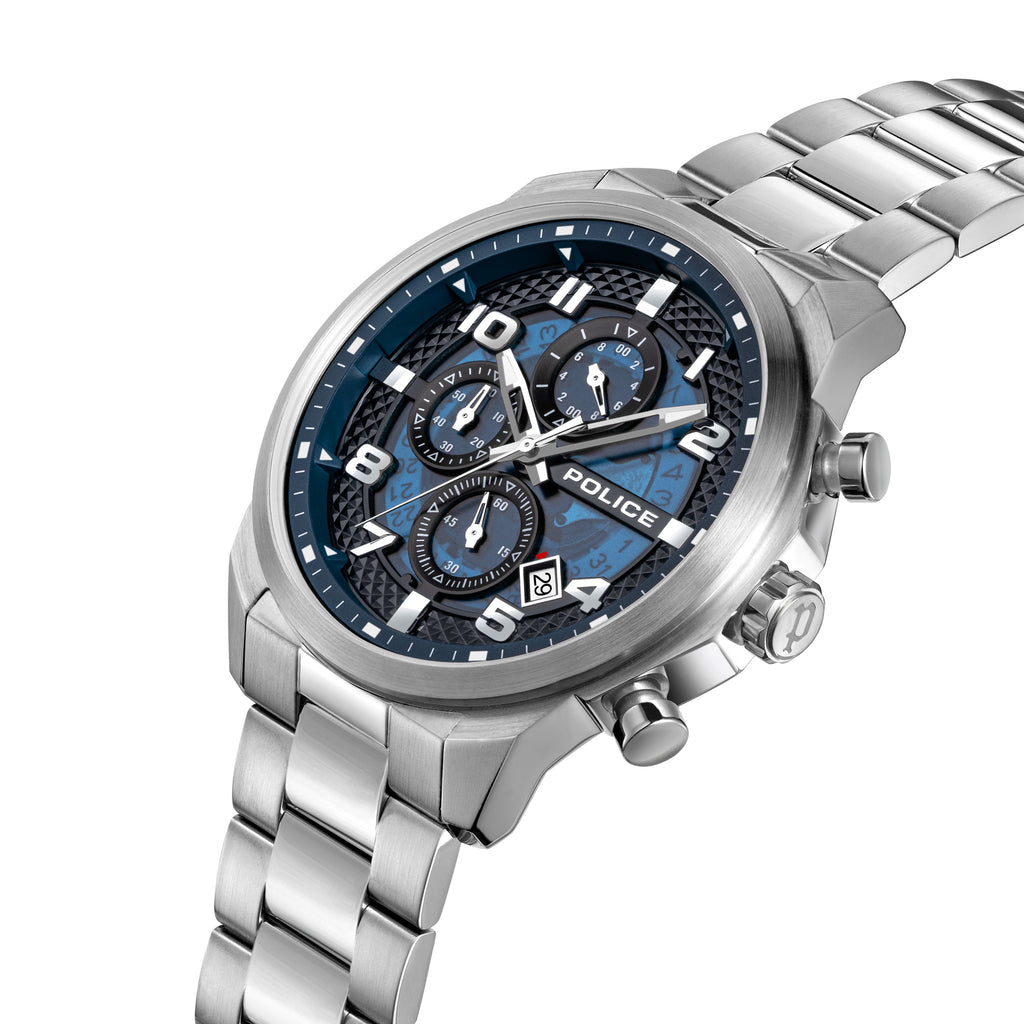 Police Soul Men's 50MM Silver Chronograph Stainless Steel Strap Watch