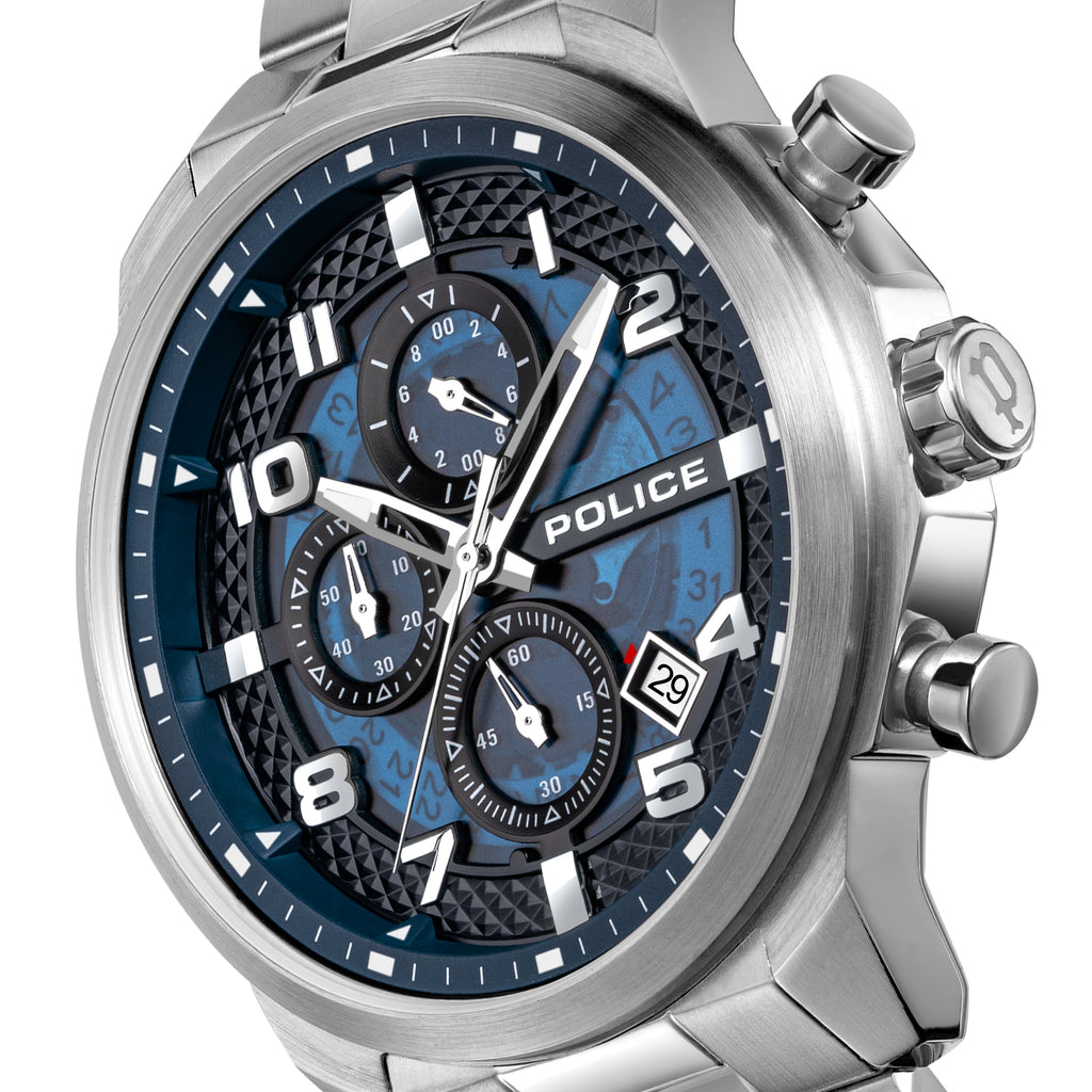 Police Soul Men's 50MM Silver Chronograph Stainless Steel Strap Watch