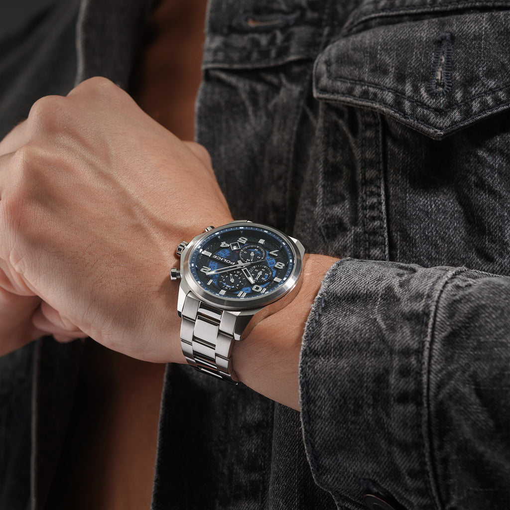 Police Soul Men's 50MM Silver Chronograph Stainless Steel Strap Watch