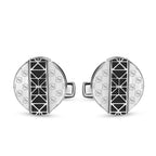Saint Honoré black carbon fiber cufflinks with geometric stainless steel design for men Paris Gallery Qatar Shop the Latest Online