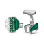 Saint Honoré Champ de Mars men's silver cufflinks with malachite green geometric detailing and signature monogram