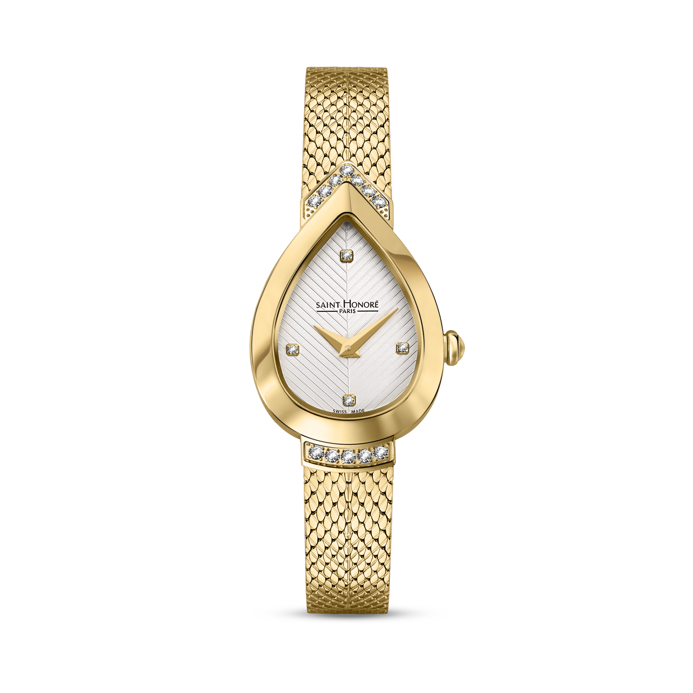 Saint Honoré Paris gold IP diamond watch with white dial bracelet luxury watch Paris Gallery Qatar Order Online Today