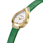 Saint Honoré Paris gold diamond watch with white dial and green strap luxury watch Paris Gallery Qatar Find Online Today