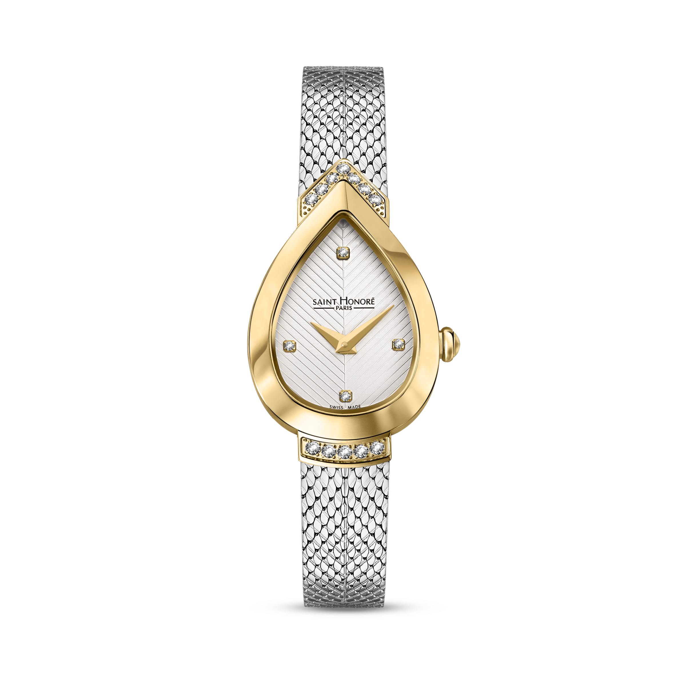 Saint Honoré Paris gold IP diamond watch white dial two tone bracelet luxury watch Paris Gallery Qatar Shop Now Online Main image