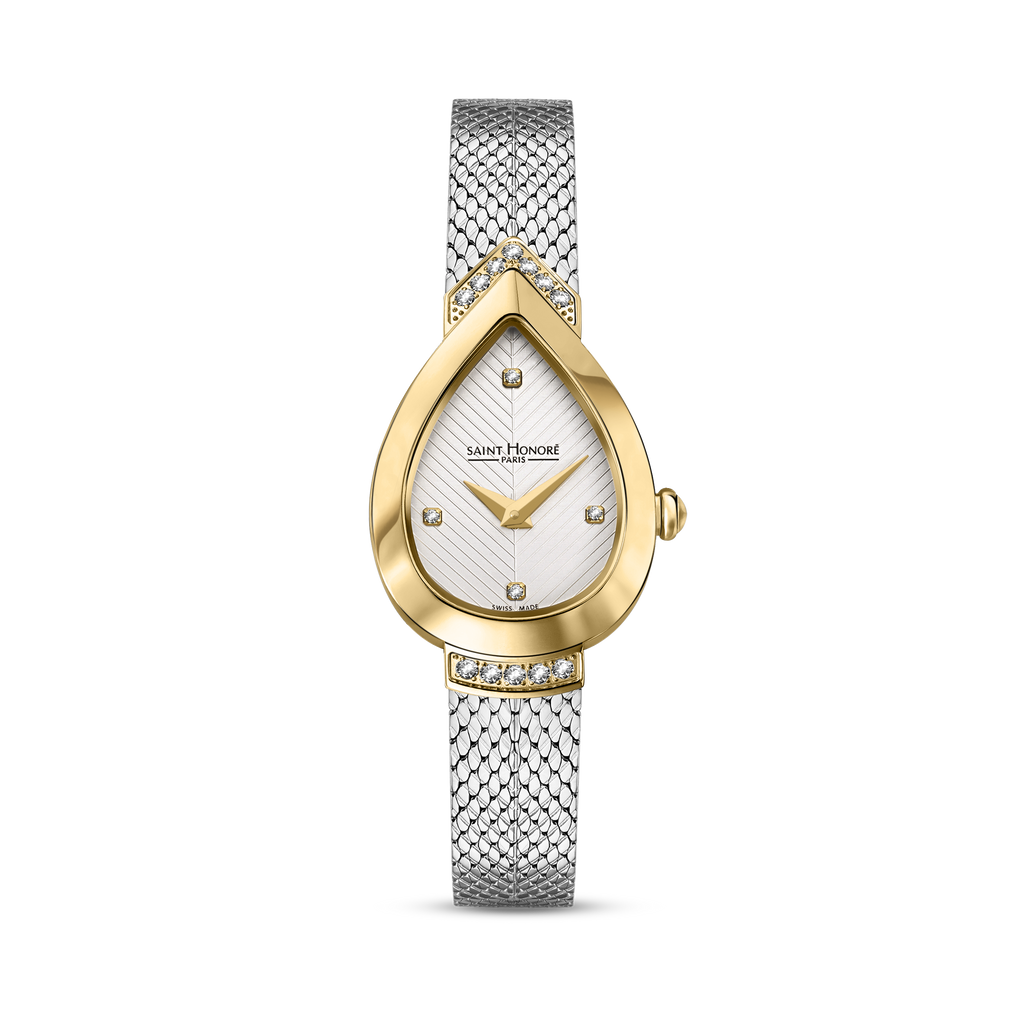 Saint Honoré Paris gold IP diamond watch white dial two tone bracelet luxury watch Paris Gallery Qatar Shop Now Online