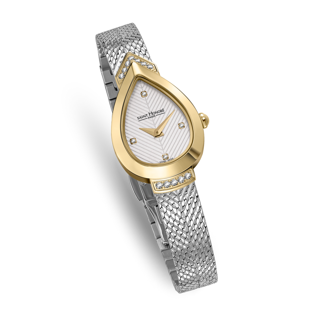 Saint Honoré Paris gold IP diamond watch white dial two tone bracelet luxury watch Paris Gallery Qatar Shop Now Online