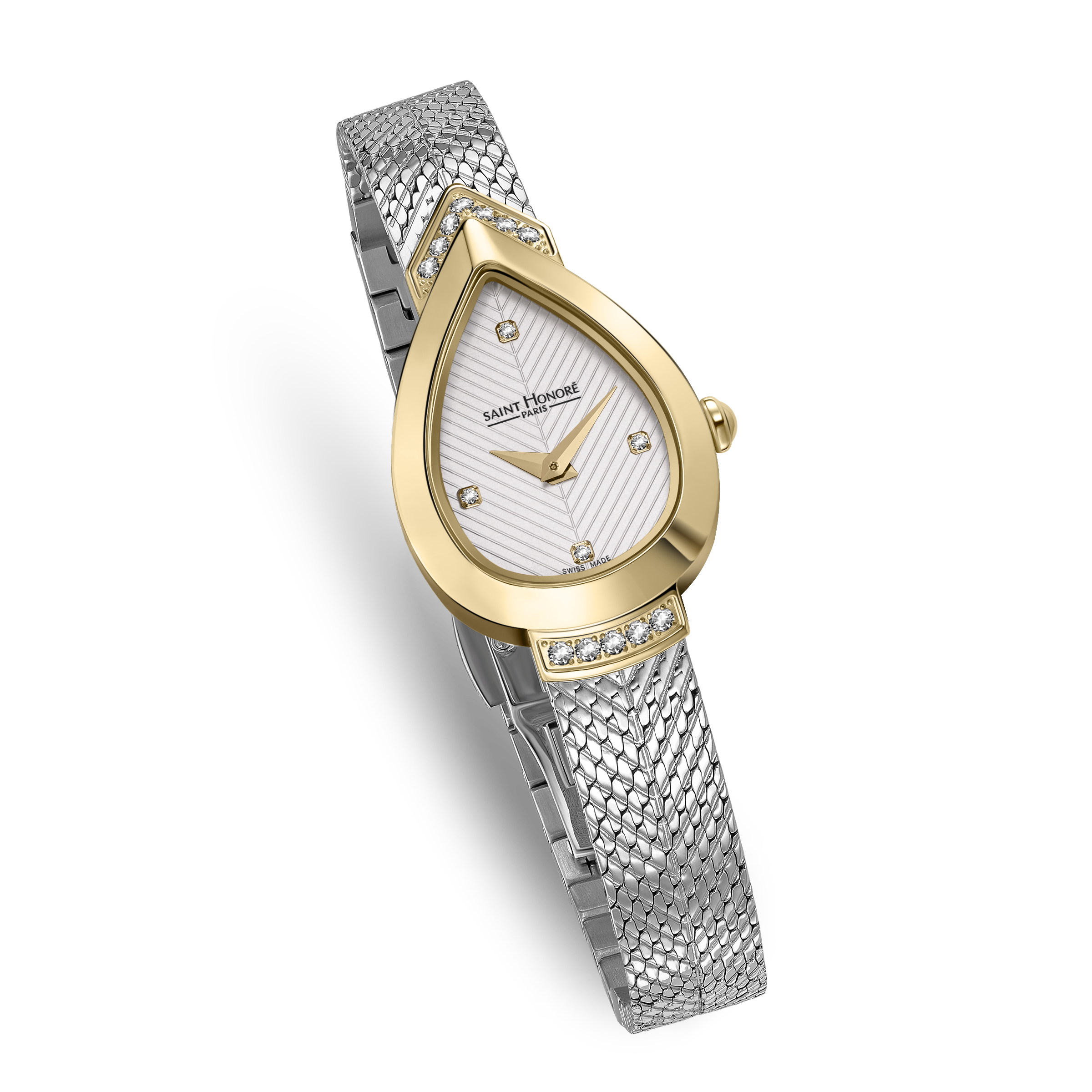 Saint Honoré Paris gold IP diamond watch white dial two tone bracelet luxury watch Paris Gallery Qatar Shop Now Online