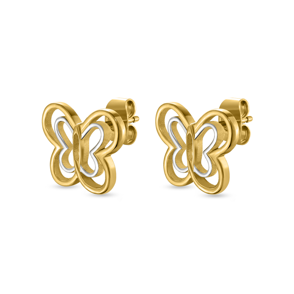 Saint Honoré gold plated butterfly earrings cut out design stainless steel women jewelry Paris Gallery Qatar Shop the Latest Online