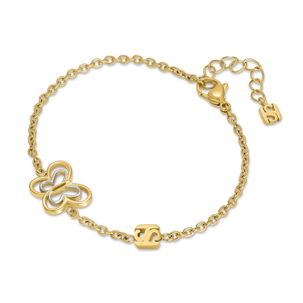 Saint Honoré gold plated butterfly bracelet with cut out design and chain detail for women Paris Gallery Qatar Now Online