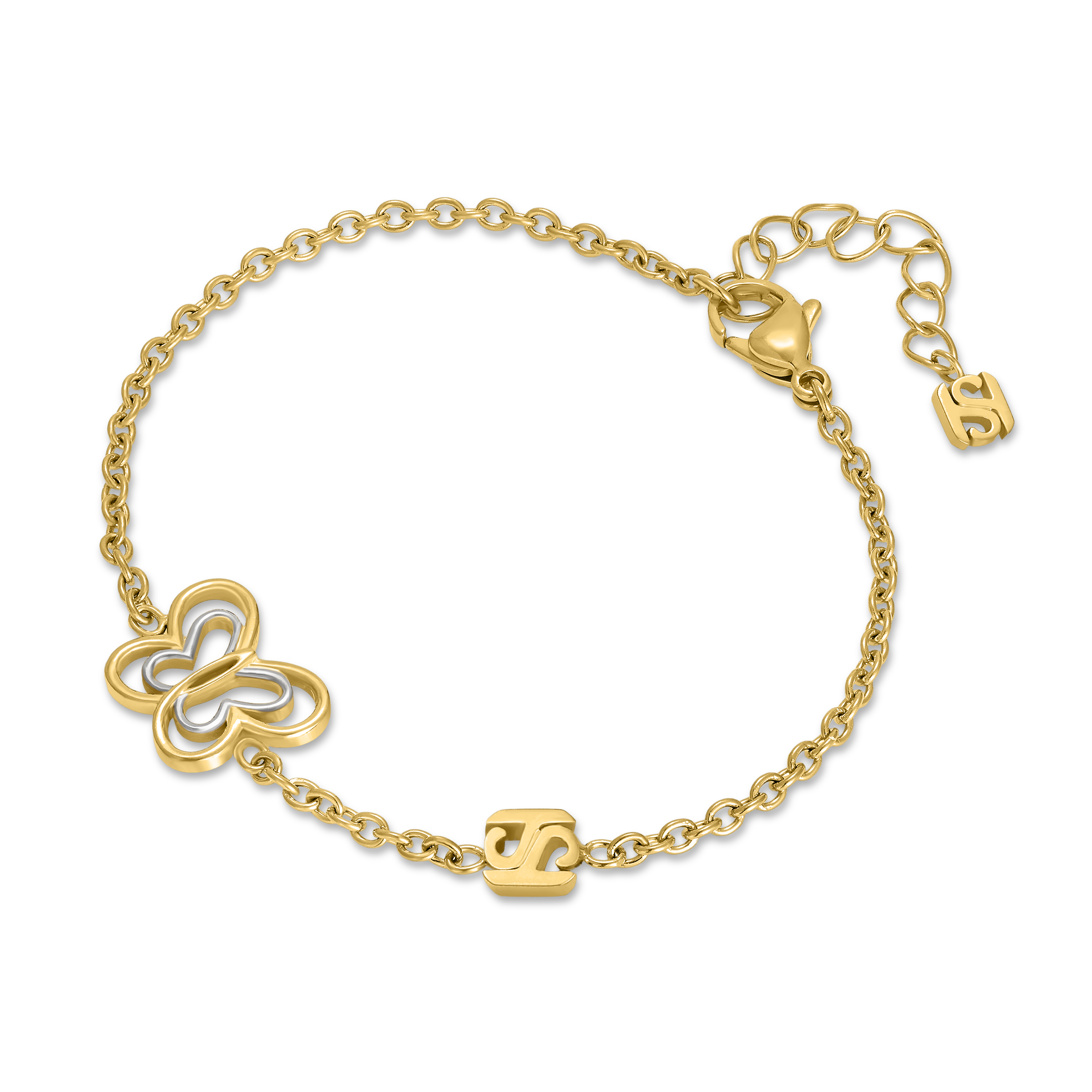 Saint Honoré gold plated butterfly bracelet with cut out design and chain detail for women Paris Gallery Qatar Now Online